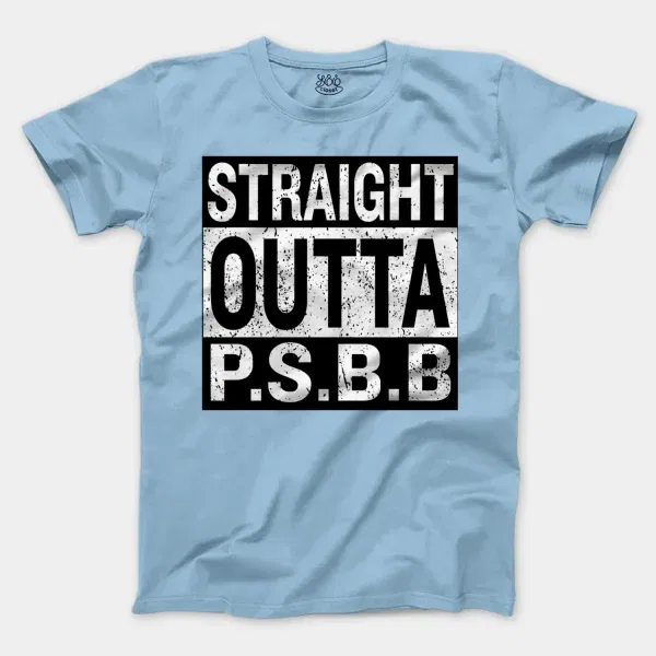 Straight Outta Psbb Men/Unisex T-Shirt in Light Blue Color