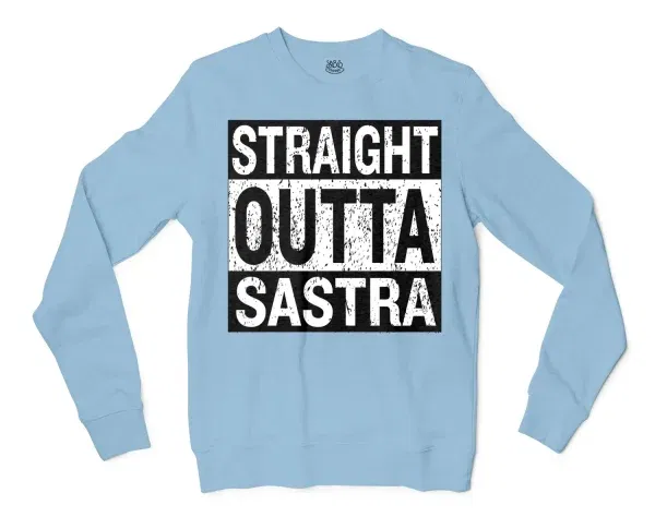 Straight Outta Sastra Men/Unisex Long Sleeve T-Shirt in Light Blue Color