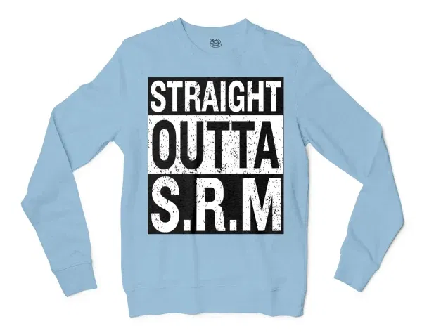 Straight Outta Srm University Men/Unisex Long Sleeve T-Shirt in Light Blue Color