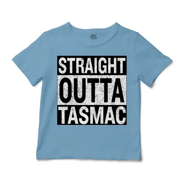 Straight Outta Tasmac Unisex Toddler T-Shirt in Light Blue Color