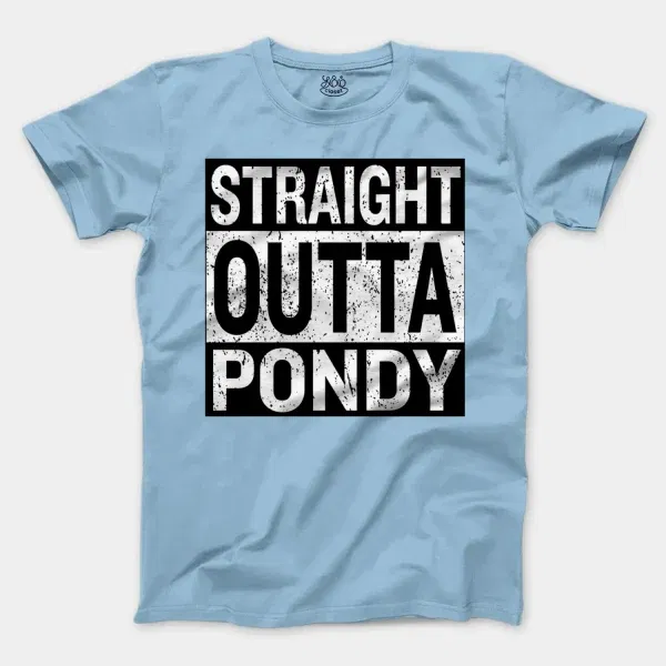 Straight Outta Pondy Men/Unisex T-Shirt in Light Blue Color