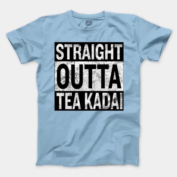 Straight Outta Tea Kadai Men/Unisex T-Shirt in Light Blue Color