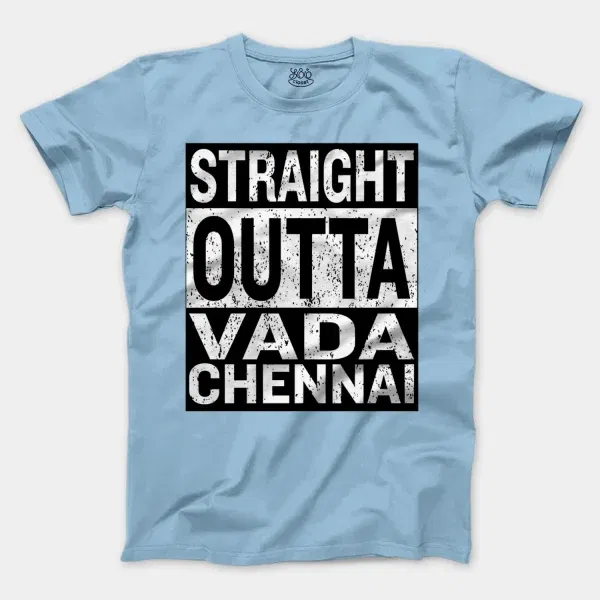 Straight Outta Vada Chennai Men/Unisex T-Shirt in Light Blue Color