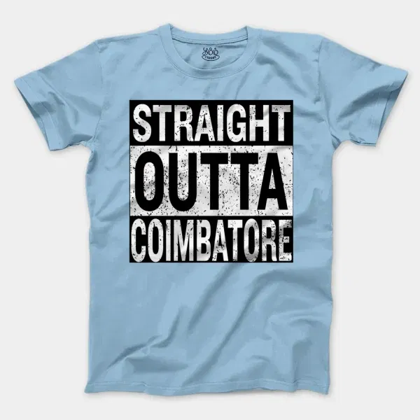 Straight Outta Coimbatore Men/Unisex T-Shirt in Light Blue Color