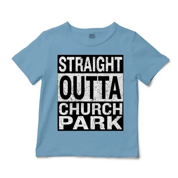 Straight Outta Church Park Unisex Toddler T-Shirt in Light Blue Color