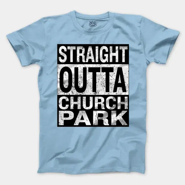 Straight Outta Church Park Men/Unisex T-Shirt in Light Blue Color