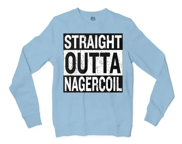 Straight Outta Nagercoil Men/Unisex Long Sleeve T-Shirt in Light Blue Color