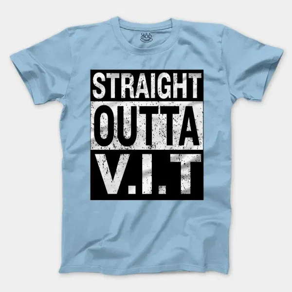 Straight Outta Vit Men/Unisex T-Shirt in Light Blue Color