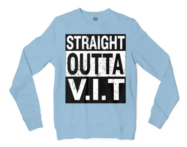 Straight Outta Vit Men/Unisex Long Sleeve T-Shirt in Light Blue Color