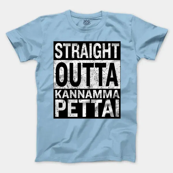 Straight Outta Kannamma Pettai Men/Unisex T-Shirt in Light Blue Color