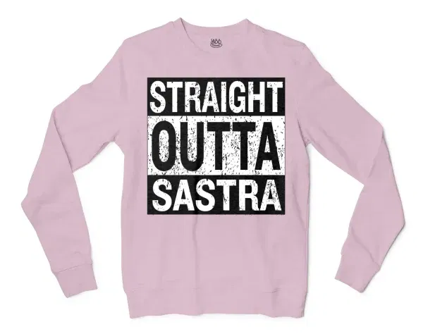 Straight Outta Sastra Men/Unisex Long Sleeve T-Shirt in Light Pink Color