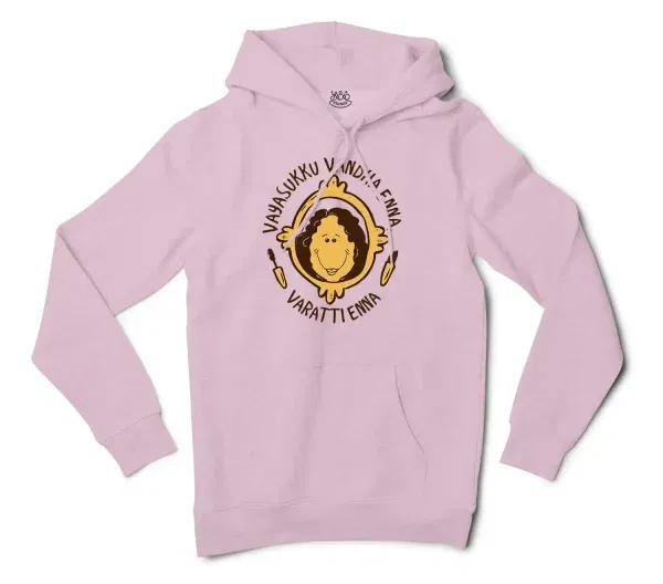 Vayasuku Vantha Enna Varati Enna Men/Unisex Hoodie in Light Pink Color