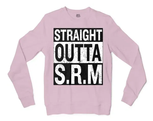 Straight Outta Srm University Men/Unisex Long Sleeve T-Shirt in Light Pink Color