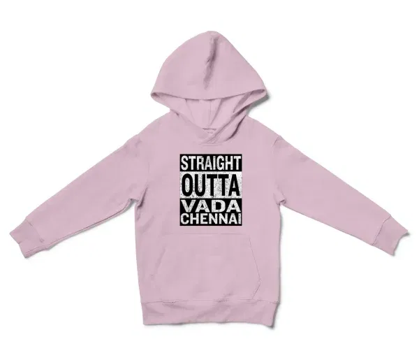 Straight Outta Vada Chennai Unisex Youth Hoodie in Light Pink Color