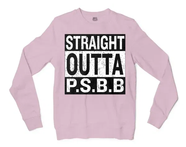 Straight Outta Psbb Men/Unisex Long Sleeve T-Shirt in Light Pink Color