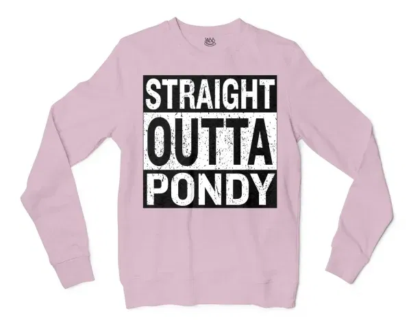 Straight Outta Pondy Men/Unisex Long Sleeve T-Shirt in Light Pink Color