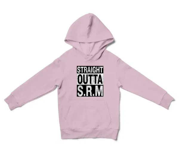 Straight Outta Srm University Unisex Youth Hoodie in Light Pink Color