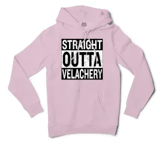 Straight Outta Velachery Men/Unisex Hoodie in Light Pink Color