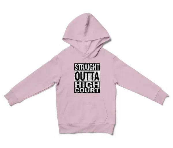 Straight Outta High Court Unisex Youth Hoodie in Light Pink Color