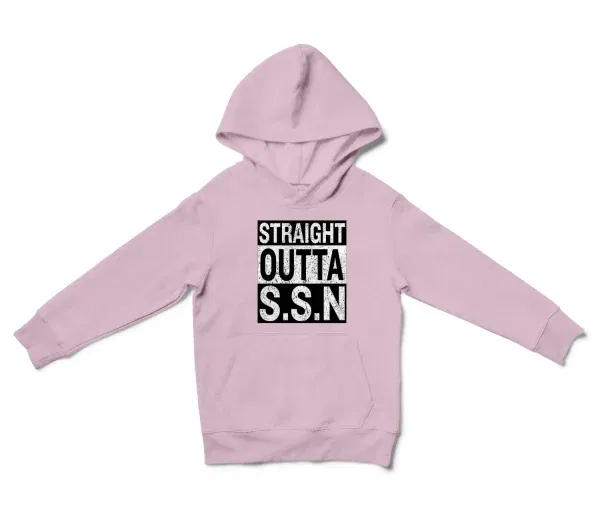 Straight Outta Ssn University Unisex Youth Hoodie in Light Pink Color