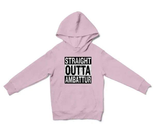 Straight Outta Ambattur Unisex Youth Hoodie in Light Pink Color