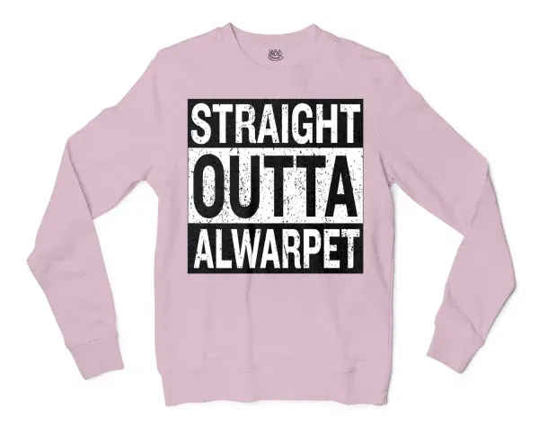 Straight Outta Alwarpet Men/Unisex Long Sleeve T-Shirt in Light Pink Color