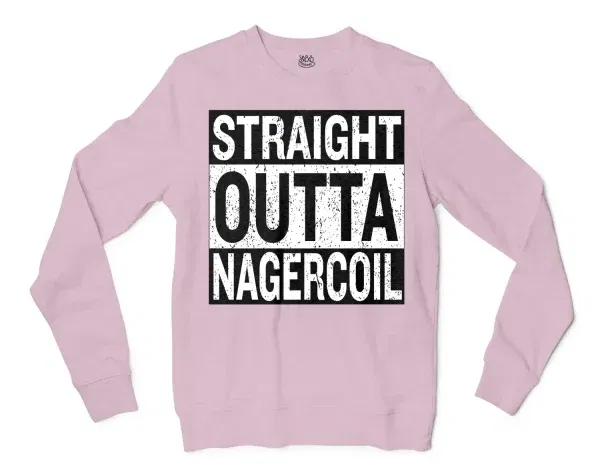 Straight Outta Nagercoil Men/Unisex Long Sleeve T-Shirt in Light Pink Color