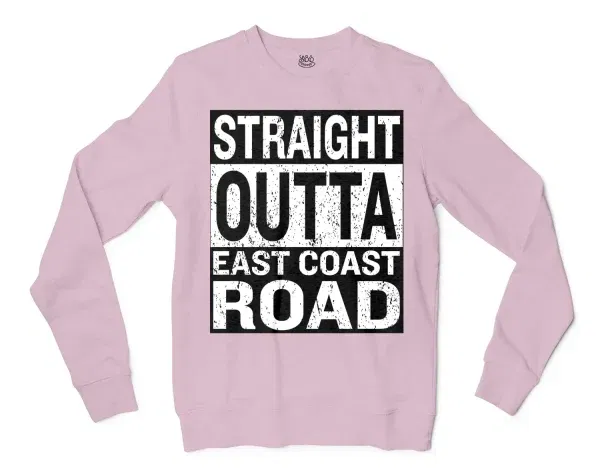 Straight Outta Ecr Men/Unisex Long Sleeve Sweatshirt in Light Pink Color