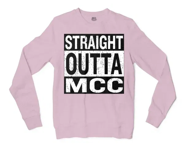 Straight Outta Mcc Men/Unisex Long Sleeve T-Shirt in Light Pink Color