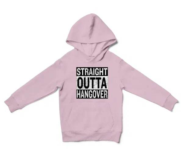 Straight Outta Hangover Unisex Youth Hoodie in Light Pink Color