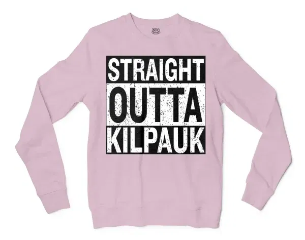 Straight Outta Kilpauk Men/Unisex Long Sleeve T-Shirt in Light Pink Color