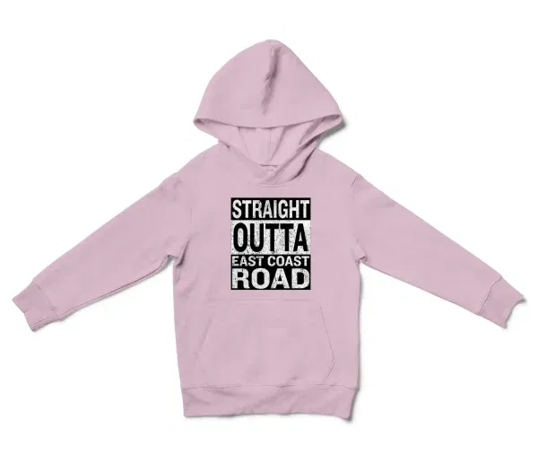 Straight Outta Ecr Unisex Youth Hoodie in Light Pink Color