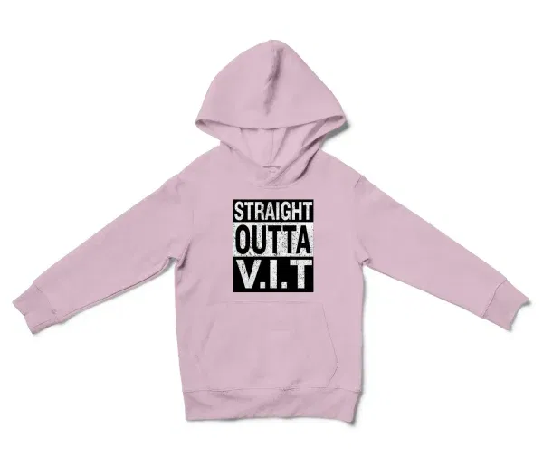 Straight Outta Vit Unisex Youth Hoodie in Light Pink Color