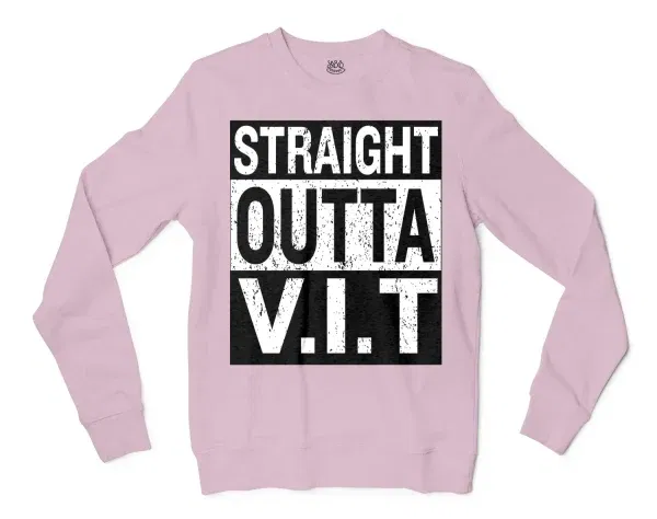 Straight Outta Vit Men/Unisex Long Sleeve T-Shirt in Light Pink Color