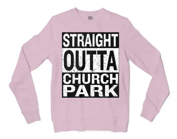 Straight Outta Church Park Men/Unisex Long Sleeve T-Shirt in Light Pink Color