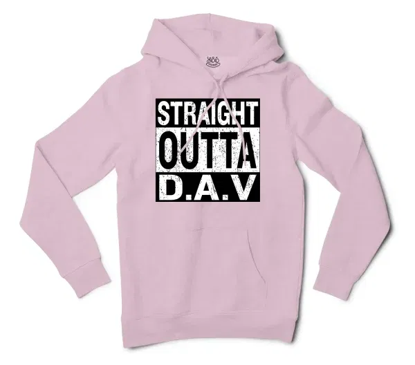 Straight Outta Dav Men/Unisex Hoodie in Light Pink Color