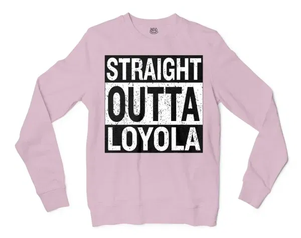 Straight Outta Loyola Men/Unisex Long Sleeve T-Shirt in Light Pink Color