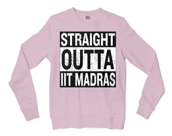 Straight Outta Iit Madras Men/Unisex Long Sleeve T-Shirt in Light Pink Color