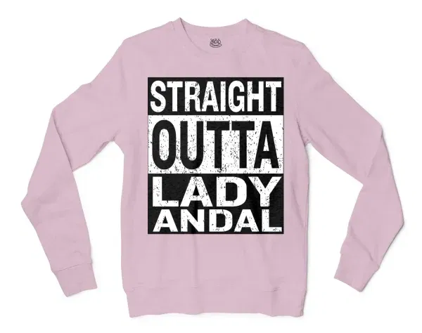 Straight Outta Lady Andal Men/Unisex Long Sleeve T-Shirt in Light Pink Color