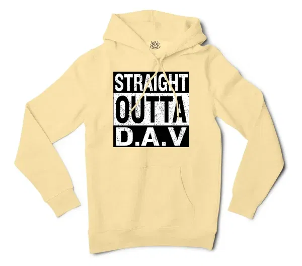 Straight Outta Dav Men/Unisex Hoodie in Light Yellow Color