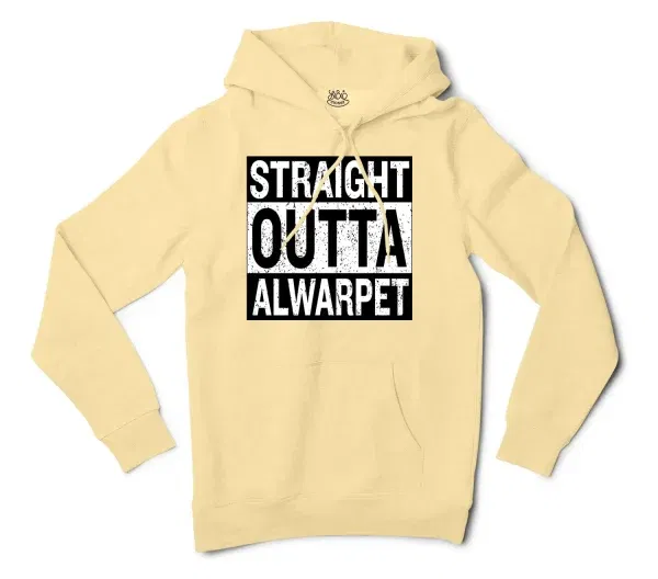 Straight Outta Alwarpet Men/Unisex Hoodie in Light Yellow Color