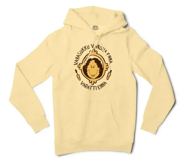 Vayasuku Vantha Enna Varati Enna Men/Unisex Hoodie in Light Yellow Color