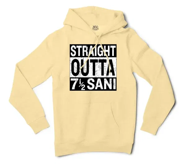 Straight Outta Sani - English Men/Unisex Hoodie in Light Yellow Color