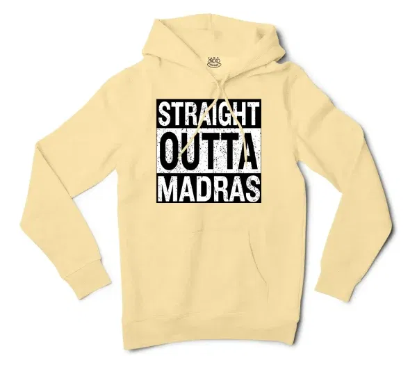 Straight Outta Madras Men/Unisex Hoodie in Light Yellow Color