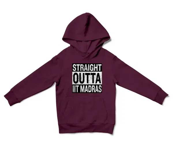 Straight Outta Iit Madras Unisex Youth Hoodie in Maroon Color