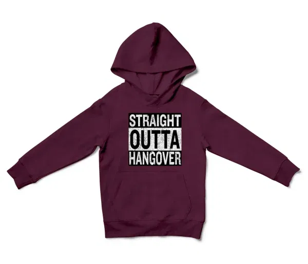 Straight Outta Hangover Unisex Youth Hoodie in Maroon Color