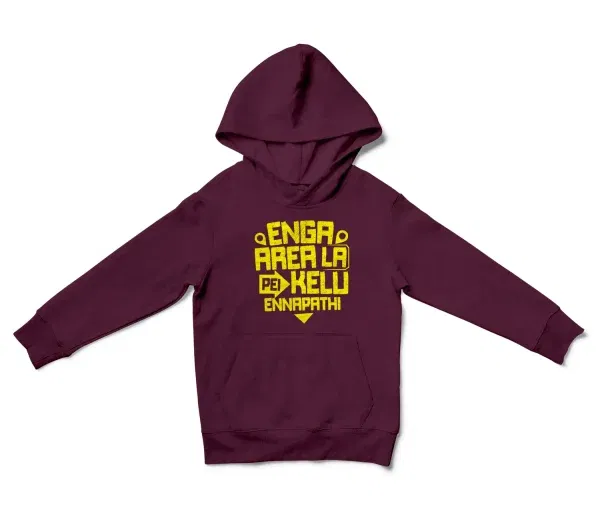 Enga Area La Pei Kelu Ennapathi Unisex Youth Hoodie in Maroon Color