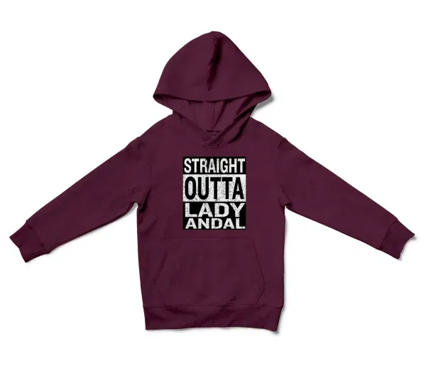 Straight Outta Lady Andal Unisex Youth Hoodie in Maroon Color