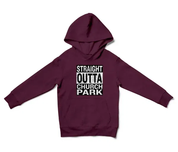 Straight Outta Church Park Unisex Youth Hoodie in Maroon Color