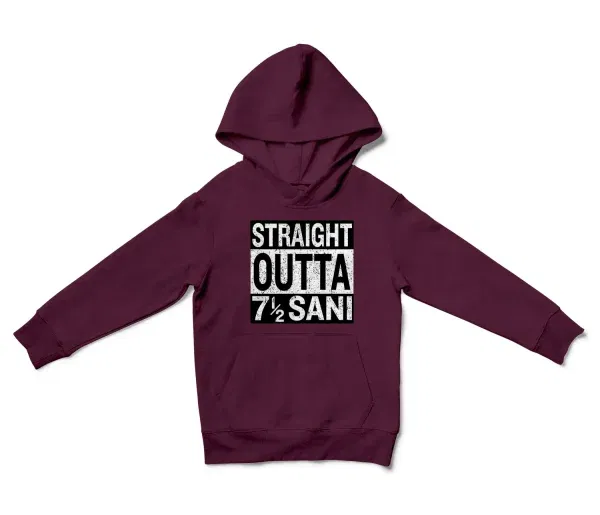 Straight Outta Sani - English Unisex Youth Hoodie in Maroon Color